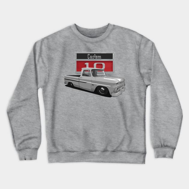 1966 Slammed Chevy C10 Truck Crewneck Sweatshirt by hotroddude